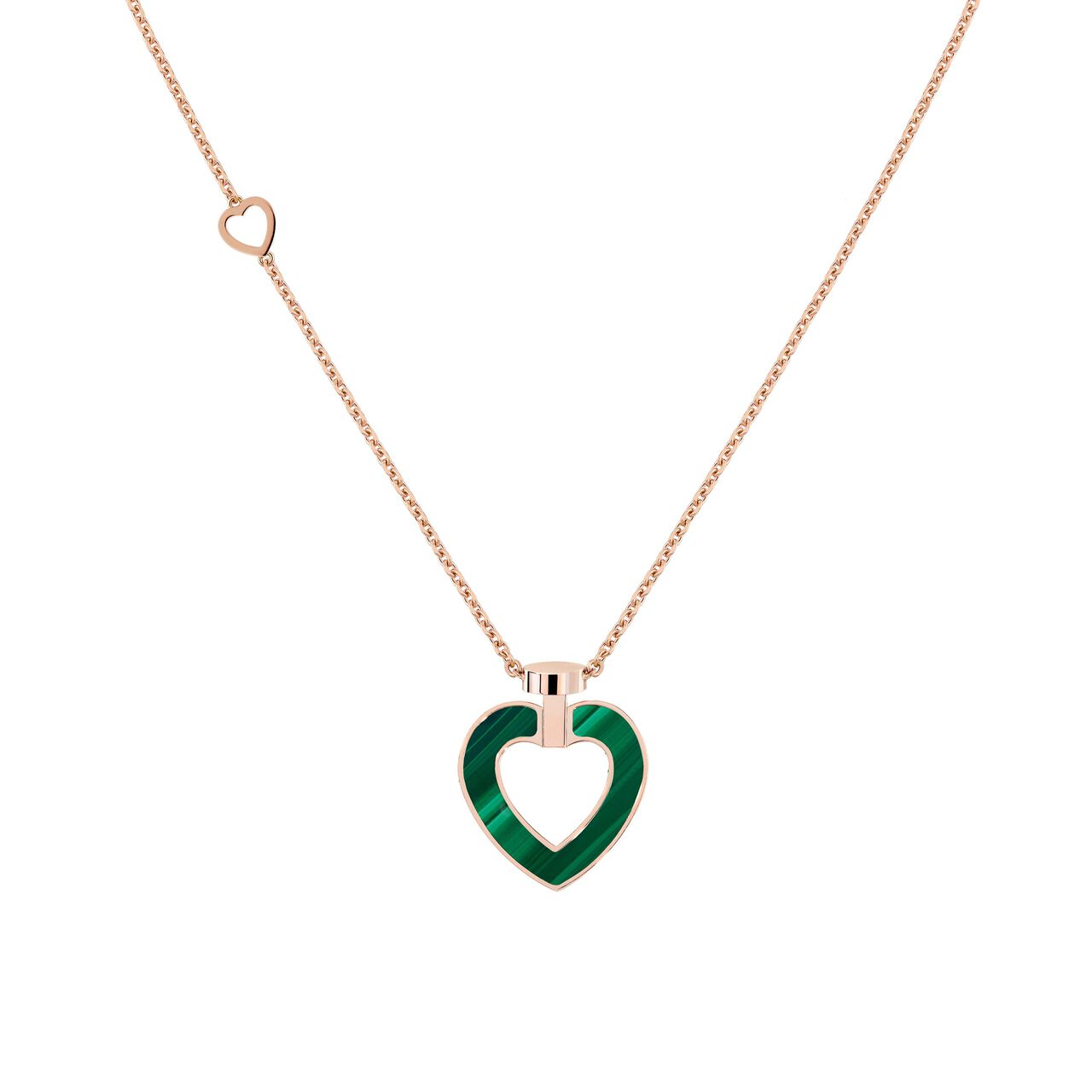 Pretty Woman Medium Rose Gold, Malachite, Mother-of-Pearl and Diamond Heart Pendant image number 0